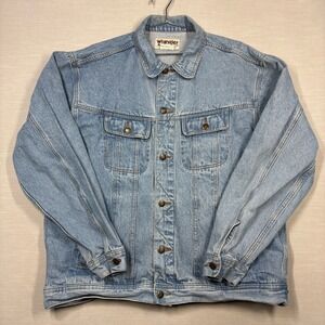 Vintage Wrangler Rugged Wear Denim Jacket Mens XLT Blue Unlined Faded RJK30VI